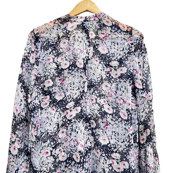 Joie Womens Multicolor Floral Long Sleeve Split Neck Pleated Blouse Top Size XS - Picture 5 of 12